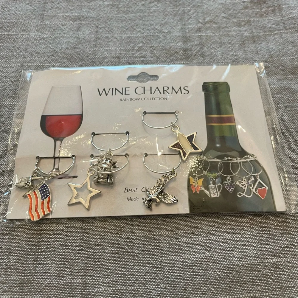 Silver Wine Glass Markers Set for Party Favors
